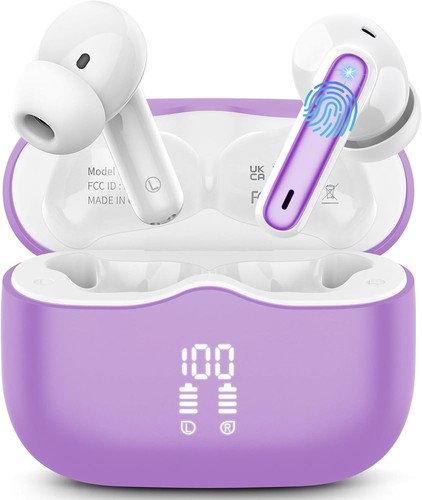 Purple bluetooth earbuds - purple,